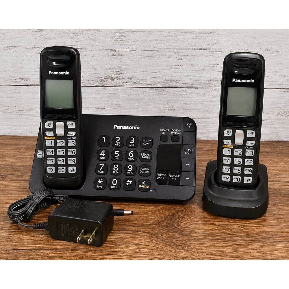 Panasonic KX-TG3645B Cordless Phone System 2 Handsets Answering Machine
